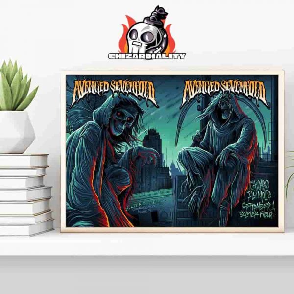 Avenged Sevenfold Words Of Wisdom Tour 2025 Combined Poster 2 Nights At Soldier Field Chicago Illinois On August 31st And September 1st 2025