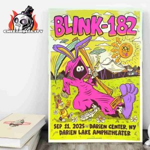 Blink-182 Event Poster For Show At Darien Lake Amphitheater Darien Center NY On September 11th 2025 Wall Decor Poster Canvas