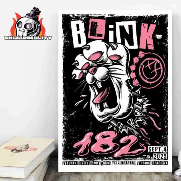 Blink-182 Missionary Impossible Tour Event Poster At Veterans United Home Loans Amphitheatre Virginia Beach VA On September 4th 2025 Home Decor Poster Canvas
