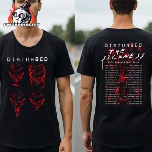 Disturbed 25 Years Anniversary The Sickness Faces Tour Merch Limited Two Sided Classic T-Shirt