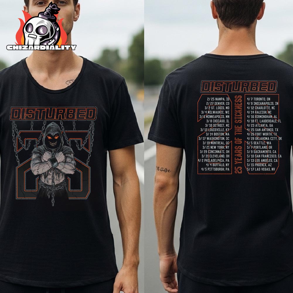 Disturbed The Sickness Chains 25 Tour Tee Merch Limited Two Sided Classic T-Shirt Disturbed The Sickness Chains 25 Tour Tee Merch Limited Two Sided Classic T-Shirt