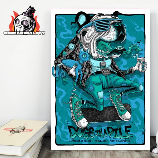 Dogs In A Pile Event Poster For 2 Nights At Troubadour West Hollywood CA ON September 18-19 2025 Home Decor Poster Canvas