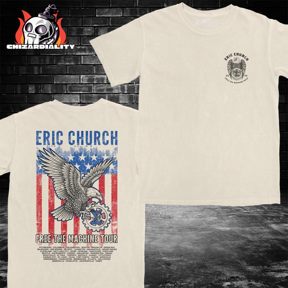 Eric Church Free The Machine Tour 2025 Natural Eagle Tee Merch Limited Two Sided Classic T-Shirt Eric Church Free The Machine Tour 2025 Natural Eagle Tee Merch Limited Two Sided Classic T-Shirt