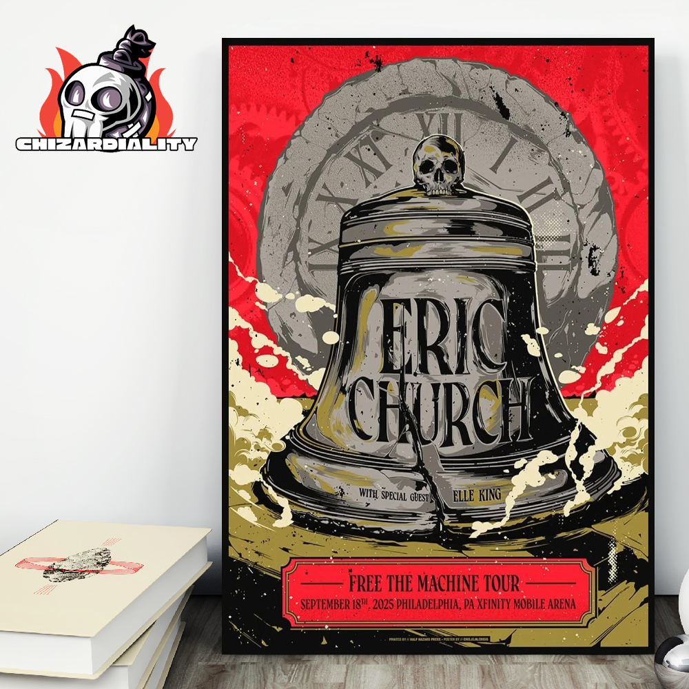 Eric Church Free The Machine Tour 2025 With Special Guest Elle King At Xfinity Mobile Arena Philadelphia PA On September 18th 2025 Wall Decor Poster Canvas Eric Church Free The Machine Tour 2025 With Special Guest Elle King At Xfinity Mobile Arena Philadelphia PA On September 18th 2025 Wall Decor Poster Canvas