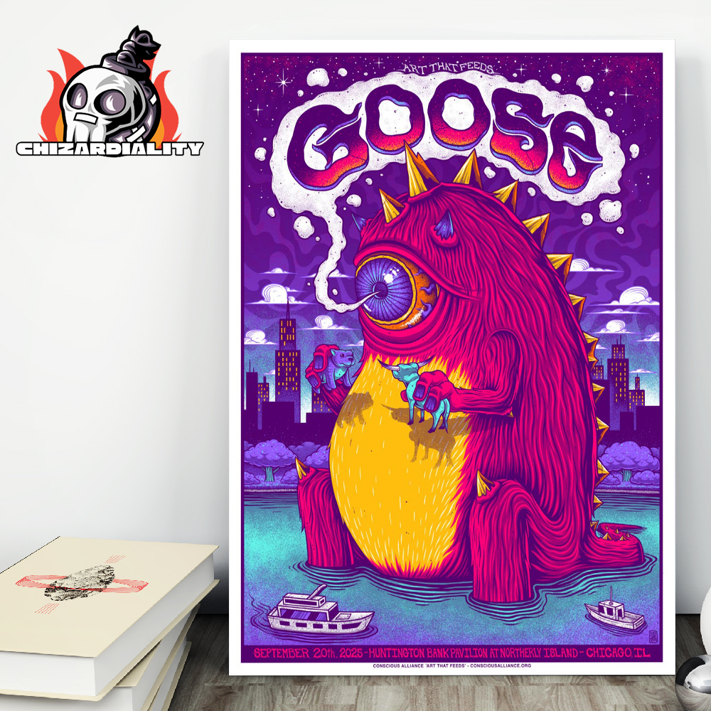 Goose The Band Artwork Poster At Huntington Bank Paivlion At Northery Island Chicago IL On September 20th 2025 Wall Decor Poster Canvas Goose The Band Artwork Poster At Huntington Bank Paivlion At Northery Island Chicago IL On September 20th 2025 Wall Decor Poster Canvas