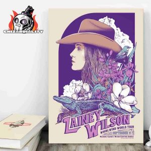 Lainey Wilson Whirldwind World Tour 2025 Night 1 Poster At Raising Cane River Center Arena On September 12th 2025 Wall Decor Poster Canvas