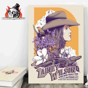 Lainey Wilson Whirldwind World Tour 2025 Night 2 Poster At Raising Cane River Center Arena On September 12th 2025 Wall Decor Poster Canvas