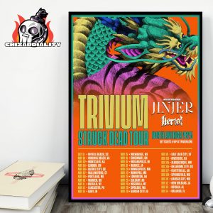 Trivium Struck Dead Tour North America 2025 Official Poster Dates And Places Wall Decor Poster Canvas