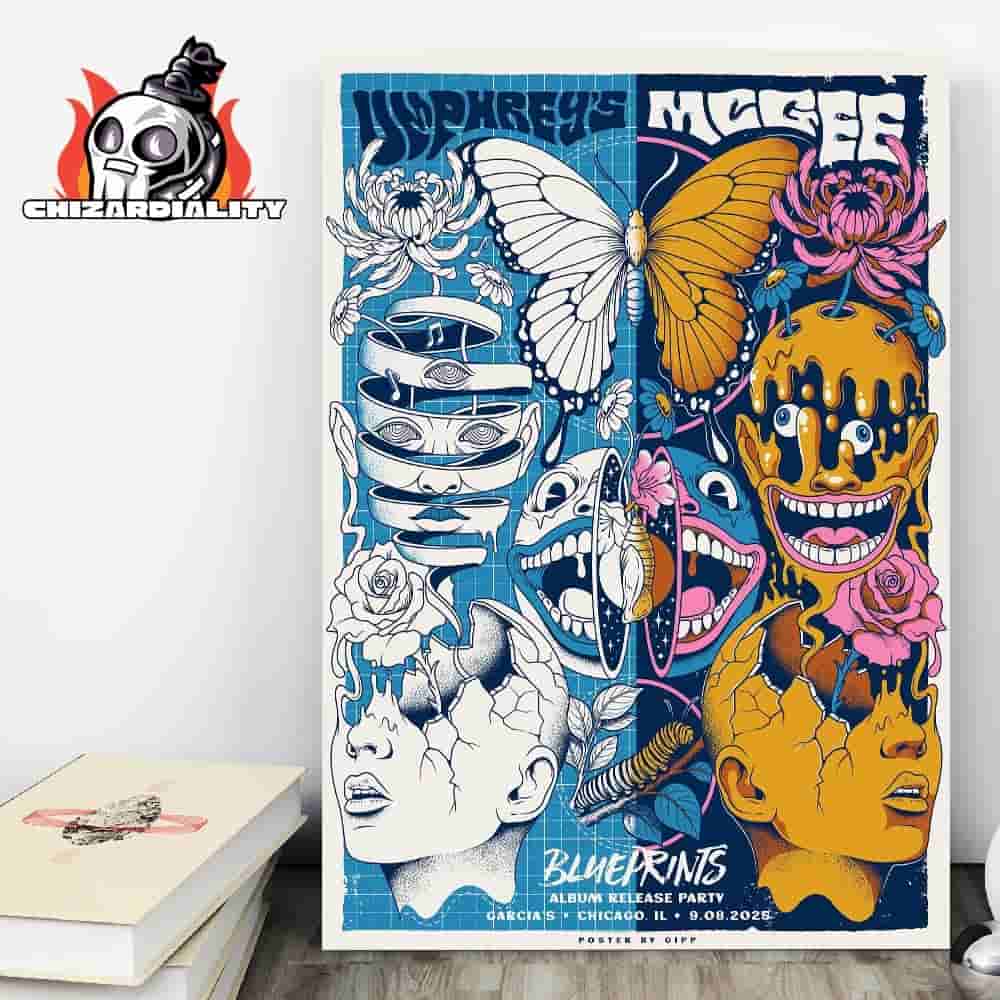 Umphrey's Mcgee Blueprints Album Release Party At Garcia Chicago IL On September 8th 2025 Wall Decor Poster Canvas Umphrey's Mcgee Blueprints Album Release Party At Garcia Chicago IL On September 8th 2025 Wall Decor Poster Canvas