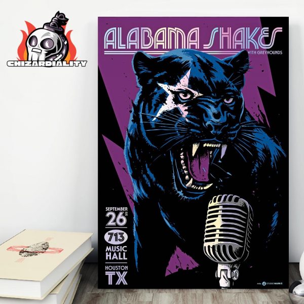 Alabama Shakes Purple Edition Poster Show With Greyhounds At 713 Music Hall Houston TX On September 26th 2025 Wall Decor Poster Canvas