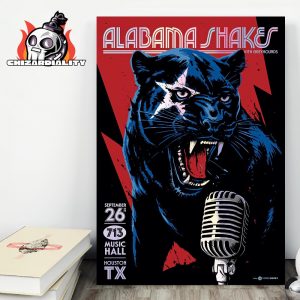 Alabama Shakes Red Edition Poster Show With Greyhounds At 713 Music Hall Houston TX On September 26th 2025 Wall Decor Poster Canvas