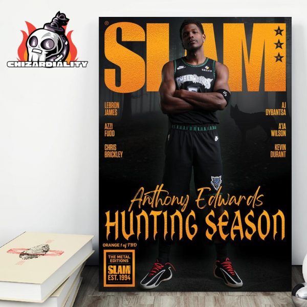 Anthony Edwards Minnesota Timberwolves Hungting Season Cover Slam Magazine Orange Edition Home Decor Poster Canvas