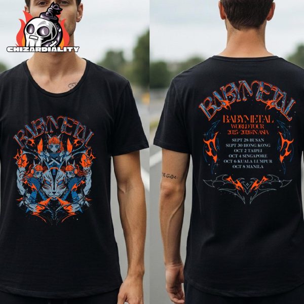 Babymetal World Tour 2025-2026 Asia 123 Thunder Tee Merch Limited Two Sided Classic T-Shirt