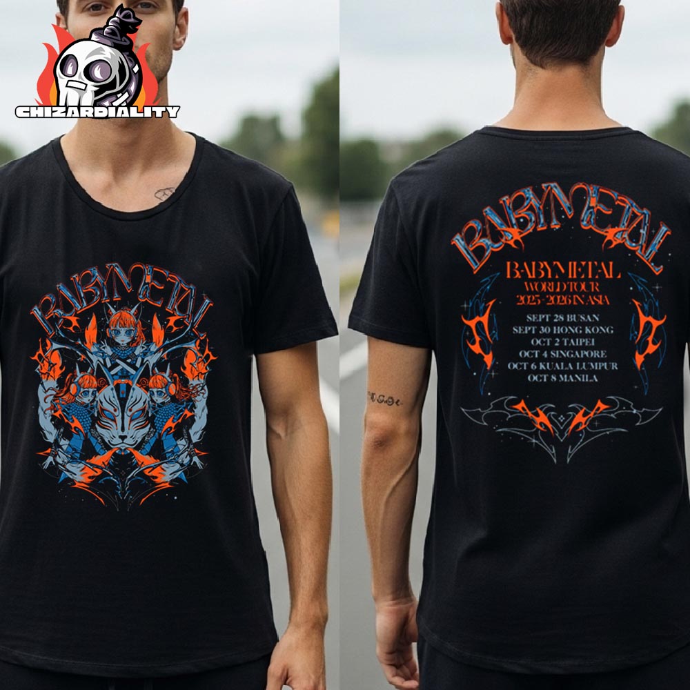 Babymetal World Tour 2025-2026 Asia 123 Thunder Tee Merch Limited Two Sided Classic T-Shirt Babymetal World Tour 2025-2026 Asia 123 Thunder Tee Merch Limited Two Sided Classic T-Shirt