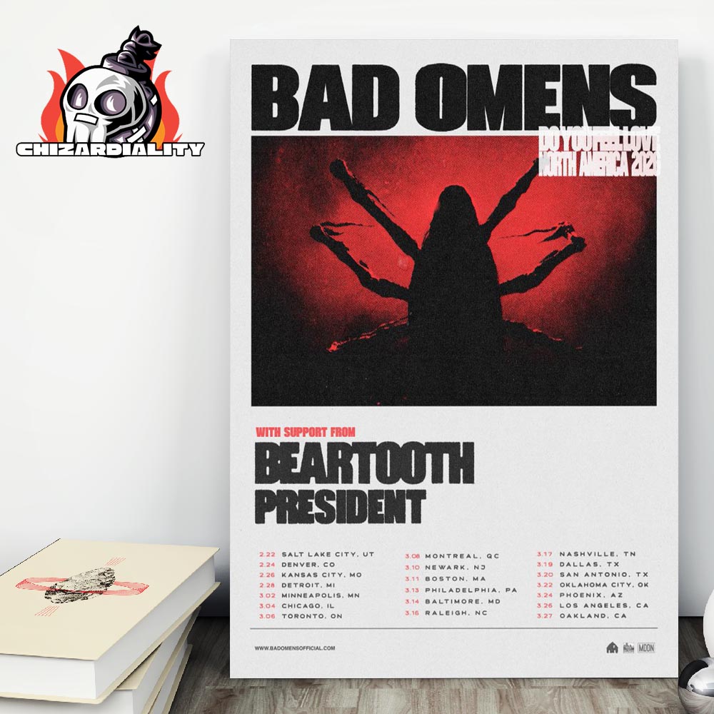 Bad Omens Do You Feel Love North America 2026 With Beartooth President Home Decor Poster Canvas Bad Omens Do You Feel Love North America 2026 With Beartooth President Home Decor Poster Canvas