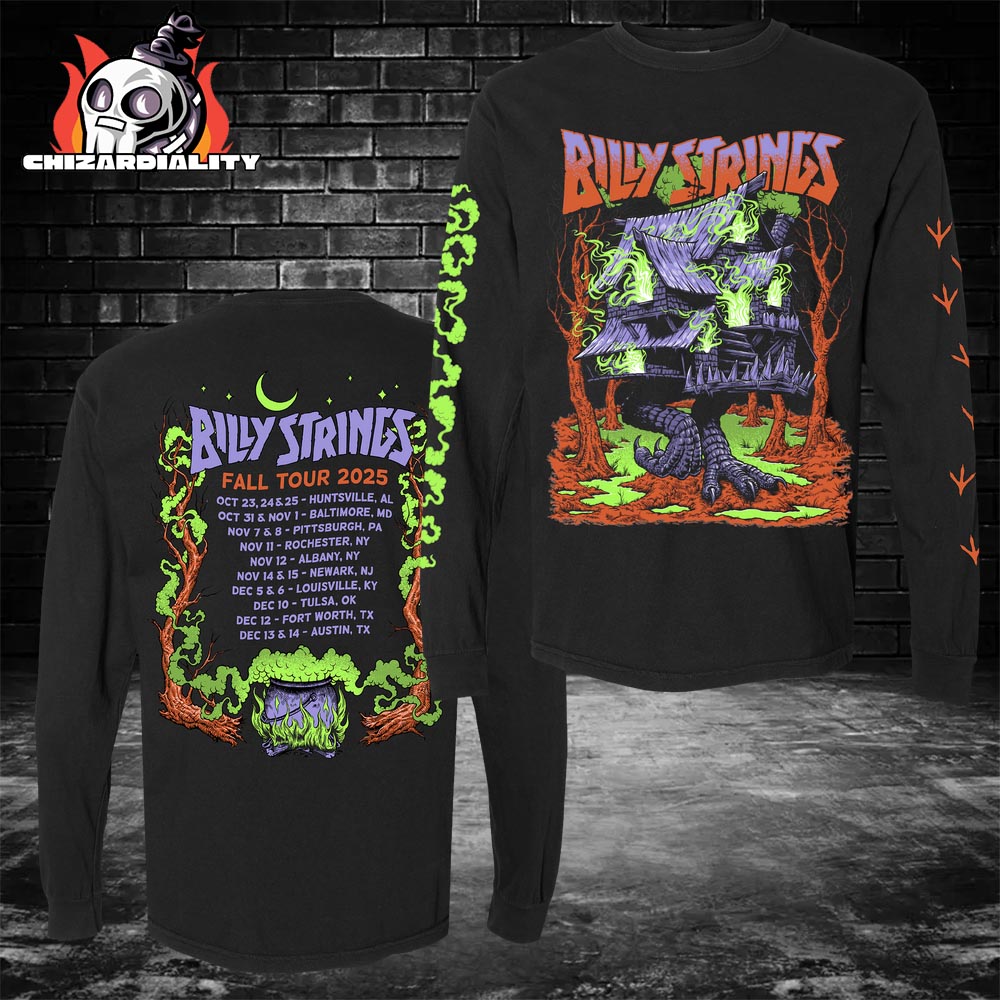 Billy Strings Fall 2025 Witch's House Long Sleeve Tee With Dates Merch Limited Classic T-Shirt Billy Strings Fall 2025 Witch's House Long Sleeve Tee With Dates Merch Limited Classic T-Shirt
