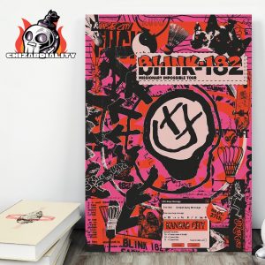 Blink 182 Missionary Impossible Tour Pink Edition Poster At Kansas City MO On September 27th 2025 Wall Decor Poster Canvas