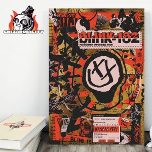 Blink 182 Missionary Impossible Tour Red Edition Poster At Kansas City MO On September 27th 2025 Wall Decor Poster Canvas