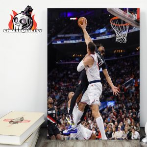 Brook Lopez Los Angeles Clipper Ridiculous Block Shaedon Sharpe In Match Versus Portland Trail Blazers Home Decor Poster Canvas Brook Lopez Los Angeles Clipper Ridiculous Block Shaedon Sharpe In Match Versus Portland Trail Blazers Home Decor Poster Canvas
