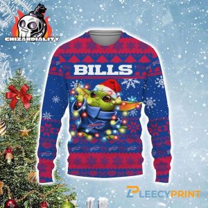 Buffalo Bills Baby Yoda Star Wars Christmas Light Up Ugly Sweater Xmas Gift Buffalo Bills Christmas Sweater