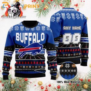 Buffalo Bills Custom Name Ugly Christmas Sweater Xmas Gift Personalized Buffalo Bills Ugly Sweater