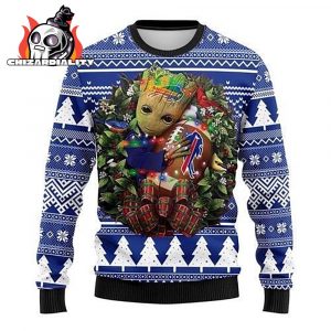 Buffalo Bills Groot Hug Football Christmas Wreath Ugly Sweater Xmas Gift Buffalo Bills Christmas Sweater