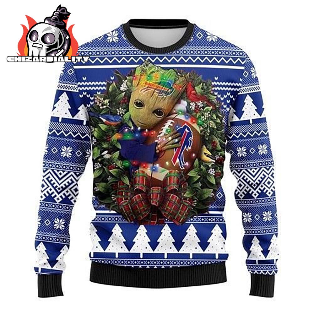 Buffalo Bills Groot Hug Football Christmas Wreath Ugly Sweater Xmas Gift Buffalo Bills Christmas Sweater Buffalo Bills Groot Hug Football Christmas Wreath Ugly Sweater Xmas Gift Buffalo Bills Christmas Sweater