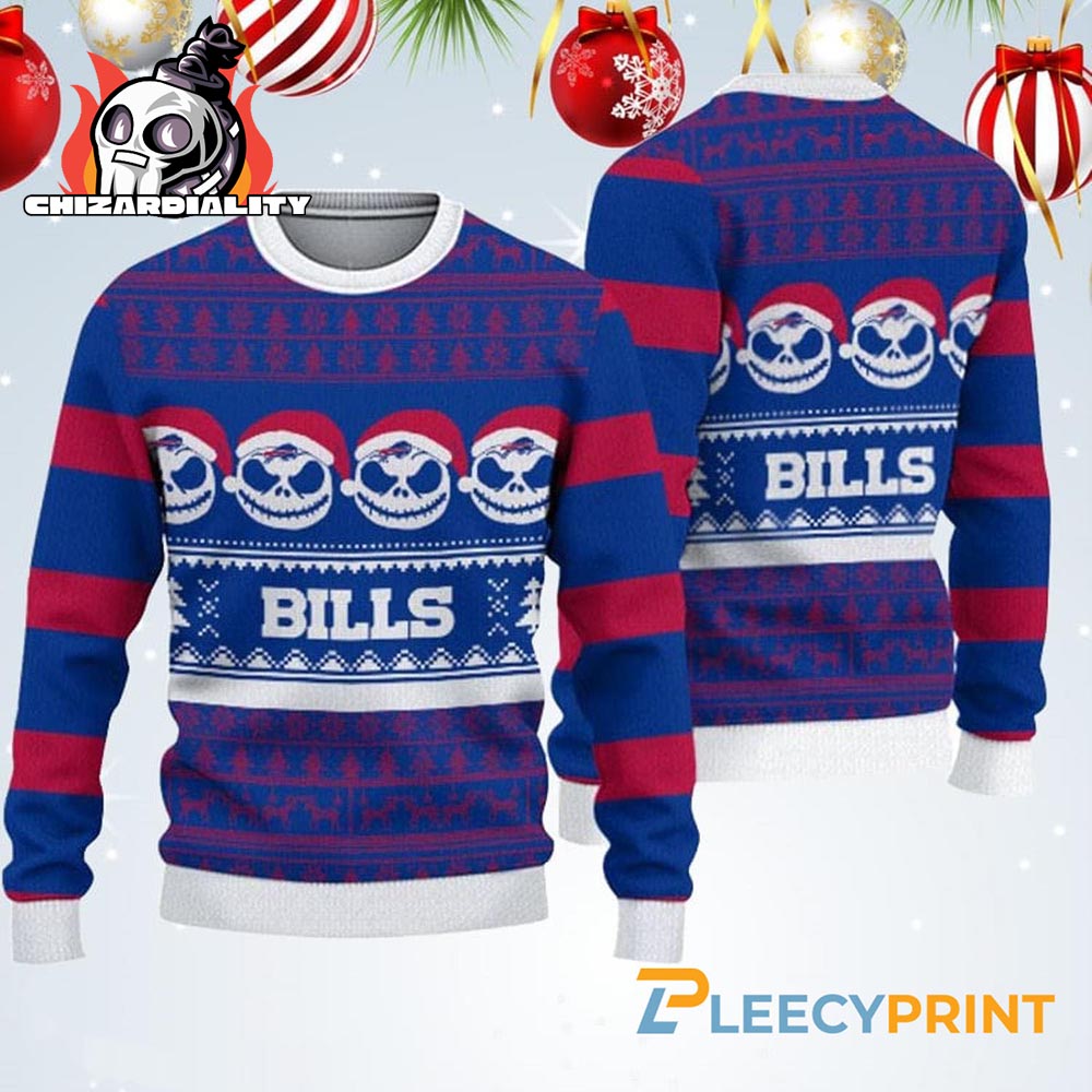 Buffalo Bills Jack Skellington Face Pattern Ugly Christmas Sweater Xmas Gift Buffalo Bills Ugly Sweater Buffalo Bills Jack Skellington Face Pattern Ugly Christmas Sweater Xmas Gift Buffalo Bills Ugly Sweater