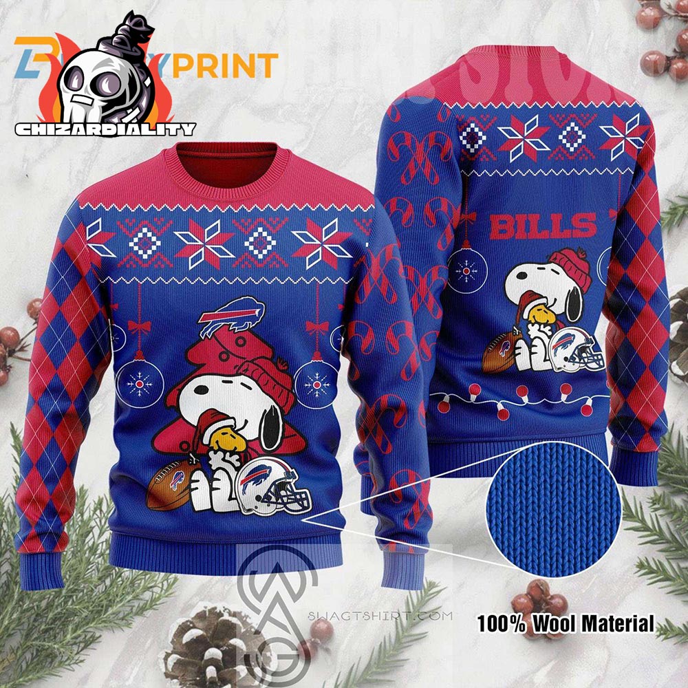 Buffalo Bills The Peanuts Charlie Brown Snoopy Holiday Party Ugly Christmas Sweater Buffalo Bills The Peanuts Charlie Brown Snoopy Holiday Party Ugly Christmas Sweater