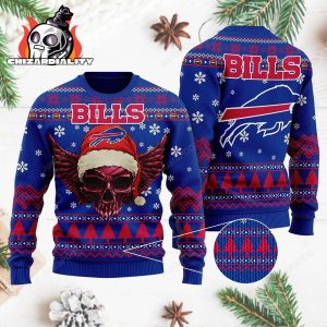 Buffalo Bills Wing Skull Santa Hat Ugly Christmas Sweater Xmas Gift Buffalo Bills Christmas Sweater