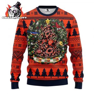 Chicago Bears Football Pine Tree Shape Christmas Ugly Sweater
