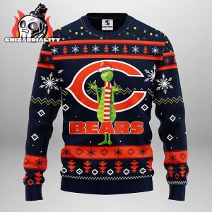 Chicago Bears Funny Grinch Snowfake Christmas Ugly Sweater Xmas Gift Chicago Bears Christmas Sweater