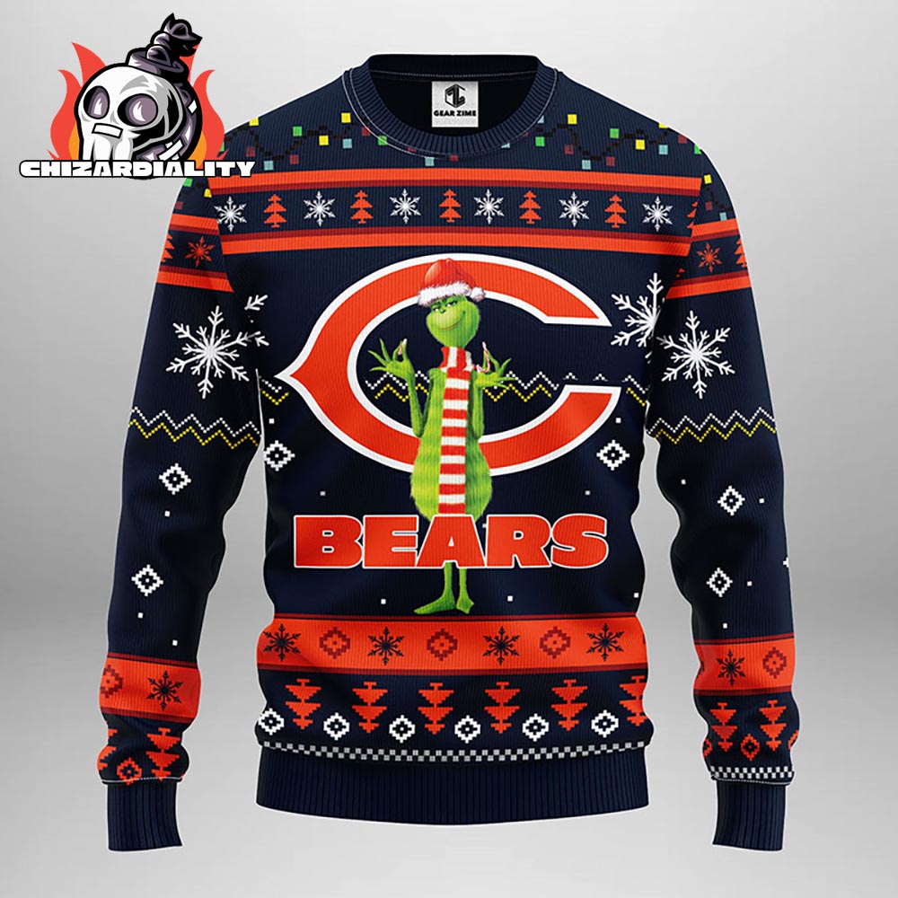 Chicago Bears Funny Grinch Snowfake Christmas Ugly Sweater Xmas Gift Chicago Bears Christmas Sweater Chicago Bears Funny Grinch Snowfake Christmas Ugly Sweater Xmas Gift Chicago Bears Christmas Sweater