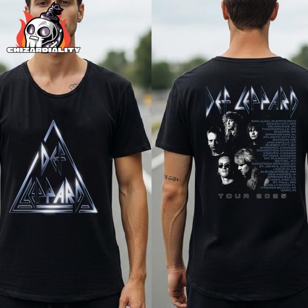 Def Leppard Glow 2025 Tour Date Tee Merch Limited Two Sided Classic T-Shirt