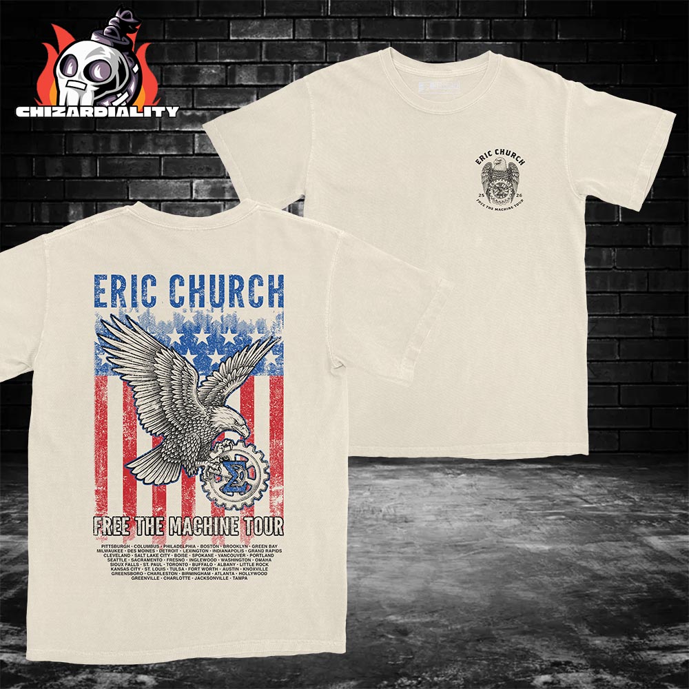 Eric Church Free The Machine Tour 2025 Natural Eagle Tee Merch Two Sided Classic T-Shirt Eric Church Free The Machine Tour 2025 Natural Eagle Tee Merch Two Sided Classic T-Shirt