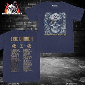 Eric Church Free The Machine Tour 2025 Navy Skull Tee Merch Two Sided Classic T-Shirt