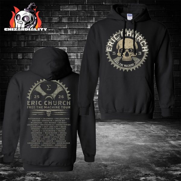 Eric Church Free The Machine Tour 2025 Skull Hoodie Merch Two Sided Classic T-Shirt