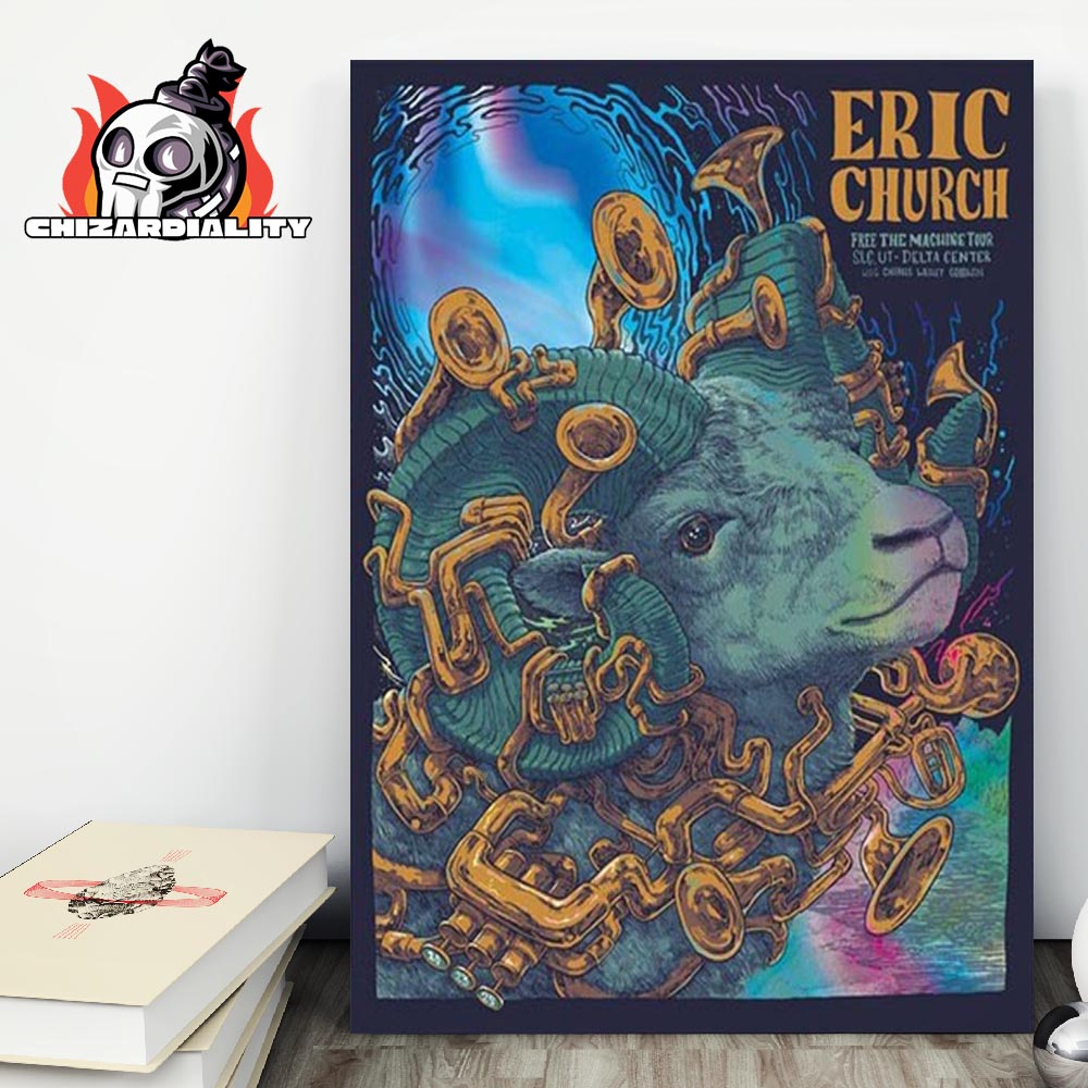 Eric Church Free The Machine Tour 2025 Web Edition Poster At Delta Center Salt Lake City UT On October 23th 2025 Wall Decor Poster Canvas Eric Church Free The Machine Tour 2025 Web Edition Poster At Delta Center Salt Lake City UT On October 23th 2025 Wall Decor Poster Canvas