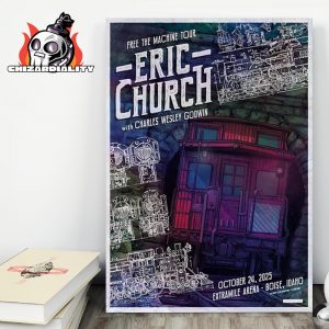Eric Church Free The Machine Tour 2025 Web Edition Poster At Extramile Arena Boise Idaho On October 24th 2025 Home Decor Poster Canvas