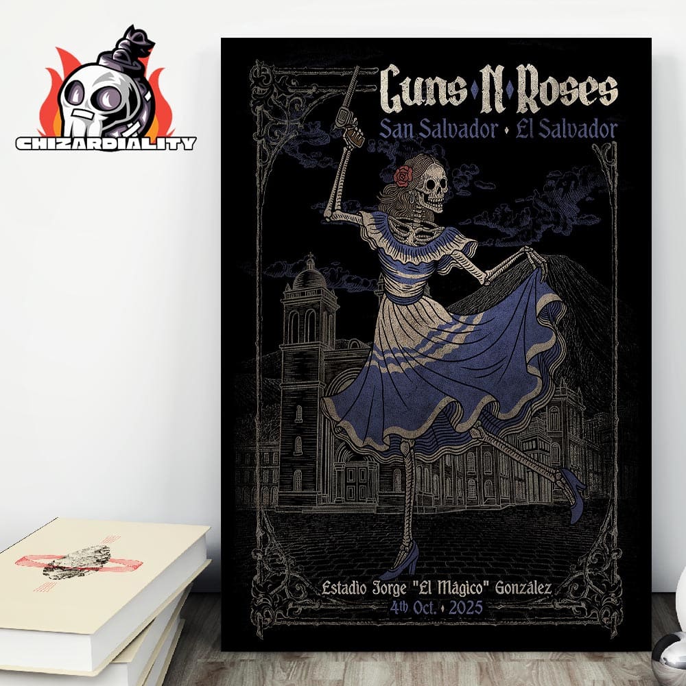Gun N Roses Tour 2025 Poster At Estadio Jorge El Magico Gonzalez San Salvador El Savador On October 4th 2025 Wall Decor Poster Canvas Gun N Roses Tour 2025 Poster At Estadio Jorge El Magico Gonzalez San Salvador El Savador On October 4th 2025 Wall Decor Poster Canvas