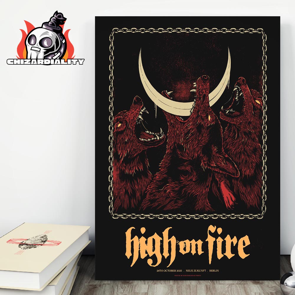 High On Fire Poster For Show At Neue Zunkuft Berlin On October 28th 2025 Wall Decor Poster Canvas High On Fire Poster For Show At Neue Zunkuft Berlin On October 28th 2025 Wall Decor Poster Canvas