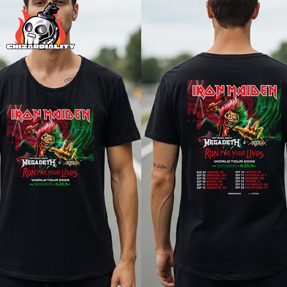 Iron Maiden Run For Your Lives World Tour 2026 From Iron Maiden To Fear The Dark Two Sided Classic T-Shirt Iron Maiden Run For Your Lives World Tour 2026 From Iron Maiden To Fear The Dark Two Sided Classic T-Shirt