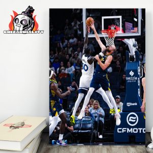 Jay Huff Block Julius Randle Protecting Pacers Paint 2025-2026 NBA Regular Pacers Versus Timberwolves Home Decor Poster Canvas