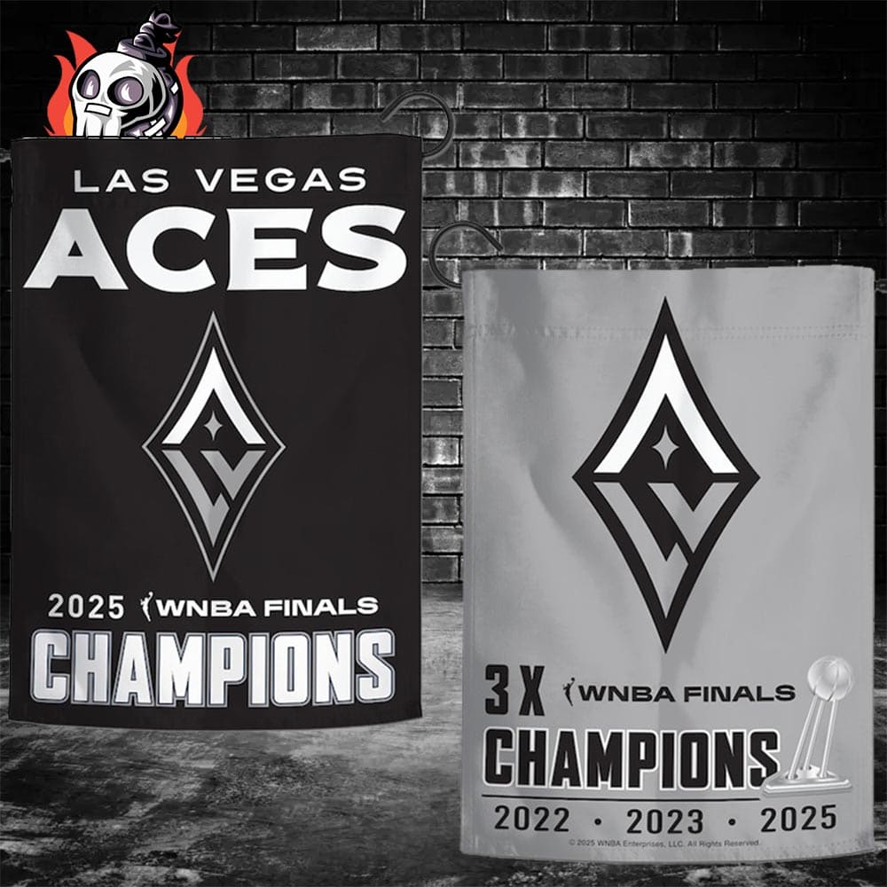 Las Vegas Aces 2025 WNBA Finals Champions 3x WNBA Finals Champions Garden House Two Sided Flag Las Vegas Aces 2025 WNBA Finals Champions 3x WNBA Finals Champions Garden House Two Sided Flag