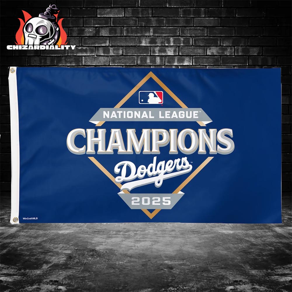 Los Angeles Dodgers 2025 National League Champions Locker Room Double-Sided Celebration Garden House Flag Los Angeles Dodgers 2025 National League Champions Locker Room Double-Sided Celebration Garden House Flag