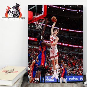 Matas Buzelis Chicago Bulls Poster Dunk Caught A Body NBA Opening Night Versus Detroit Pistons Home Decor Poster Canvas