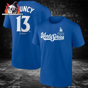 Max Muncy Los Angeles Dodgers 2025 World Series Name And Number Two Sided Classic T-Shirt