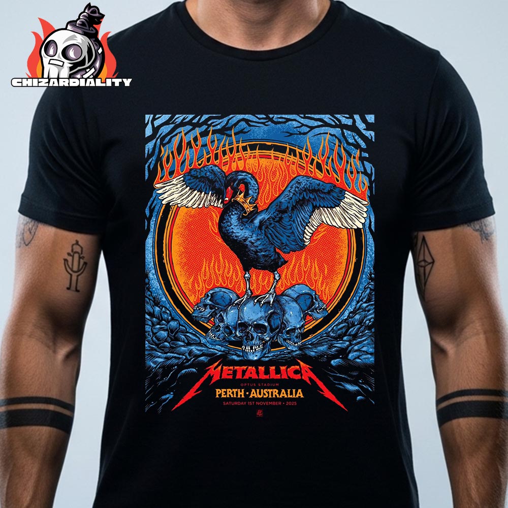 Metallica M72 World Tour 2025 Venue Art Poster By Ben Brown M72 Perth Merch At Optus Stadium On Saturday November 1st 2025 Classic T-Shirt Metallica M72 World Tour 2025 Venue Art Poster By Ben Brown M72 Perth Merch At Optus Stadium On Saturday November 1st 2025 Classic T-Shirt