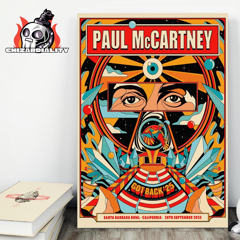 Paul McCartney Got Back 2025 Tour Poster At Santa Barbara Bowl CA On September 26th 2025 Wall Decor Poster Canvas Paul McCartney Got Back 2025 Tour Poster At Santa Barbara Bowl CA On September 26th 2025 Wall Decor Poster Canvas