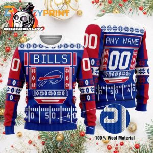 Personalized Buffalo Bills Custom Name And Number Ugly Christmas Sweater Xmas Gift Buffalo Bills Gift